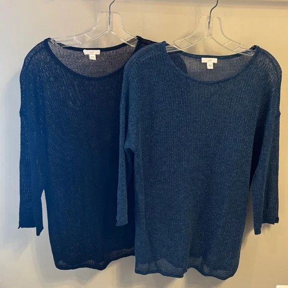 J. Jill Bundle of 2 Women's Blue and Black Sweaters - Picture 1 of 9
